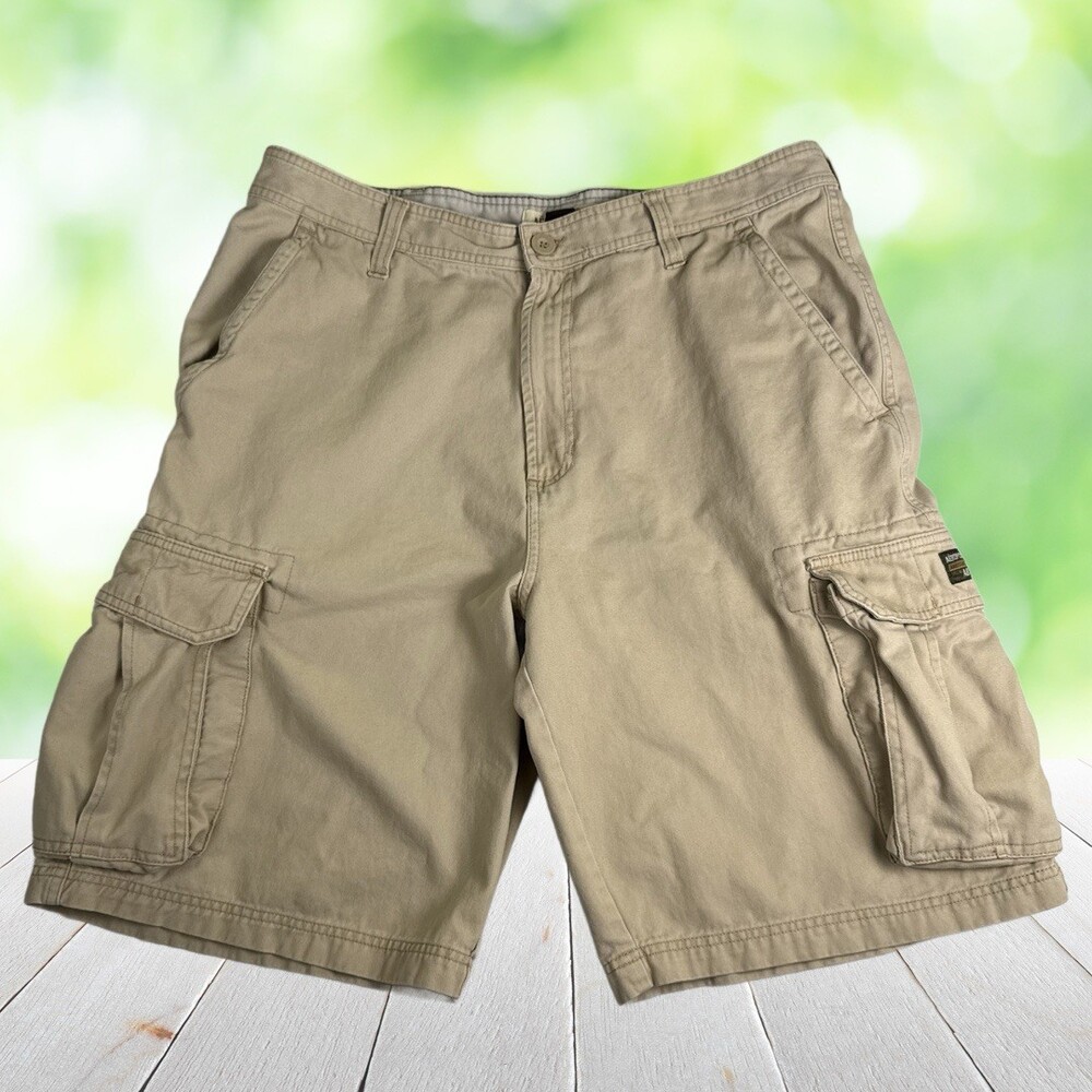 Vintage Y2K AEROPOSTALE A87 Cargo Shorts Utility Cotton Khaki Skater Mens 36x11